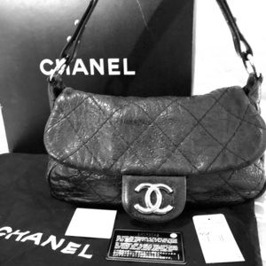 Authentic Chanel hobo black flap